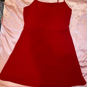 Cute short red spaghetti strap dress !